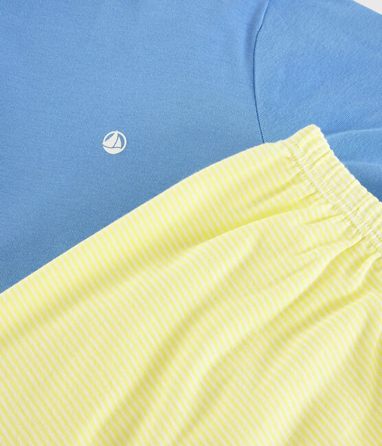 Pyjacourt bleu et jaune mixte en côte bleu EDNA/écru MULTICO