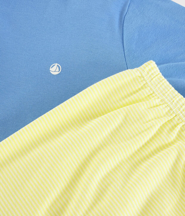 Pyjacourt bleu et jaune mixte en c&ocirc;te bleu/multicouleur