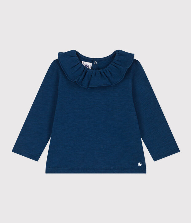 Blouse manches longues en jersey flamm&eacute; b&eacute;b&eacute; bleu