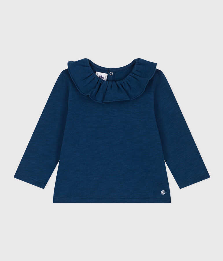 Blouse manches longues en jersey flamm&eacute; b&eacute;b&eacute; bleu INCOGNITO