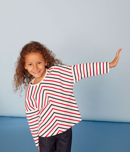 Marinière enfant fille blanc MARSHMALLOW/blanc MULTICO