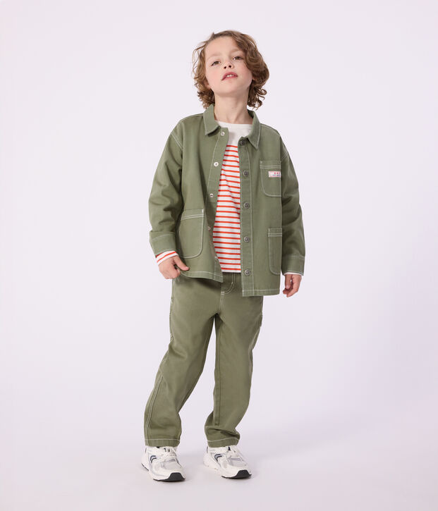Veste enfant en coton unie kaki