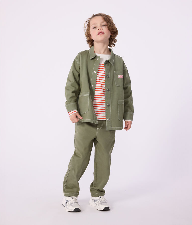 Veste enfant en coton unie vert OLIVINE