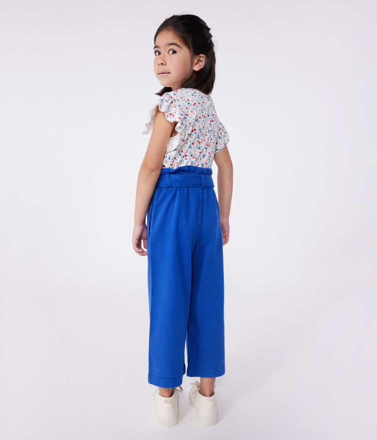 Teeshirt enfant en coton manches courtes fleuri blanc MARSHMALLOW/blanc MULTICO