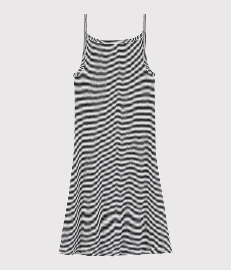 Robe &agrave; bretelles iconique en coton Femme bleu/blanc