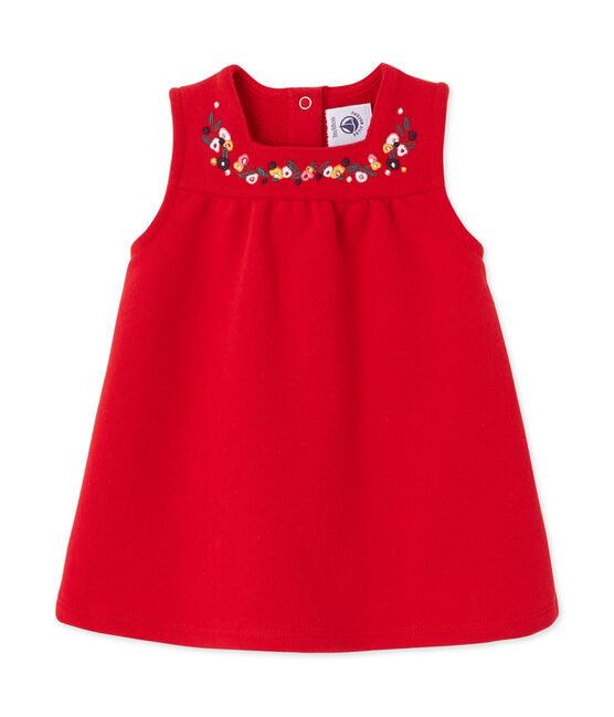 Robe bébé fille en molleton brodé rouge FROUFROU