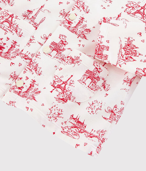 Cardigan en molleton enfant fille blanc MARSHMALLOW/rouge TERKUIT
