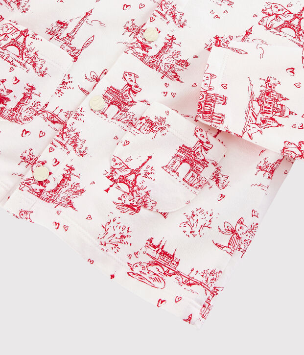 Cardigan en molleton enfant fille blanc/rouge