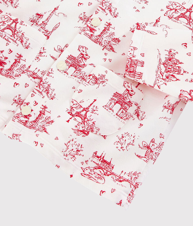 Cardigan en molleton enfant fille blanc/rouge