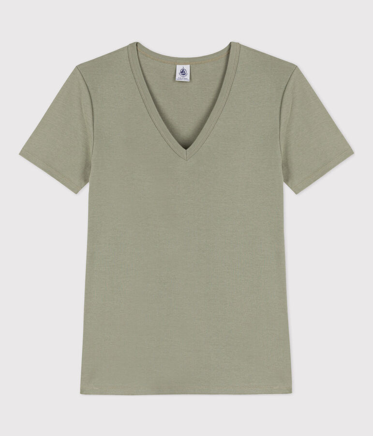 Tee-shirt L'ICONIQUE col V en coton Femme vert
