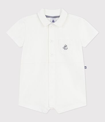 Combinaison courte col polo bébé en coton unie