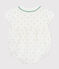 Barboteuse bébé en coton manches courtes à col, imprimé à pois blanc MARSHMALLOW/blanc MULTICO