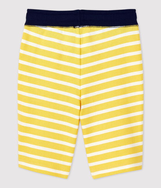 Bermuda en coton enfant garçon jaune ORGE/blanc MARSHMALLOW