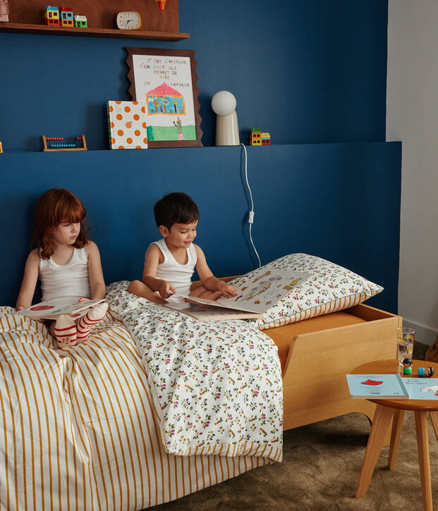 Housse de couette et taie pour enfant imprim&eacute;s fruits blanc/jaune/multicouleur