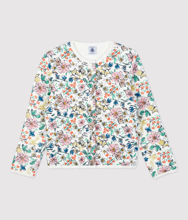 Cardigan en tubique enfant fille blanc/multicouleur