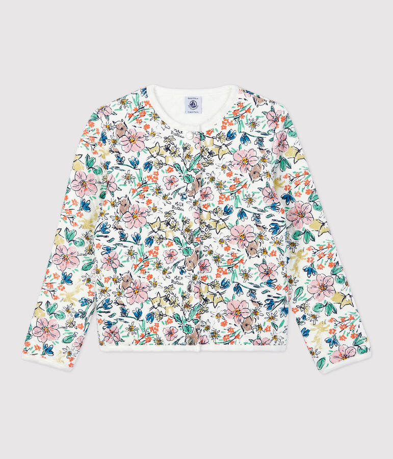 Cardigan en tubique enfant fille blanc/multicouleur