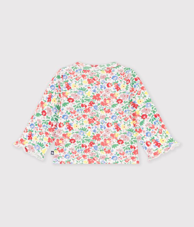 Cardigan b&eacute;b&eacute; en coton imprim&eacute; fleurs blanc/multicouleur