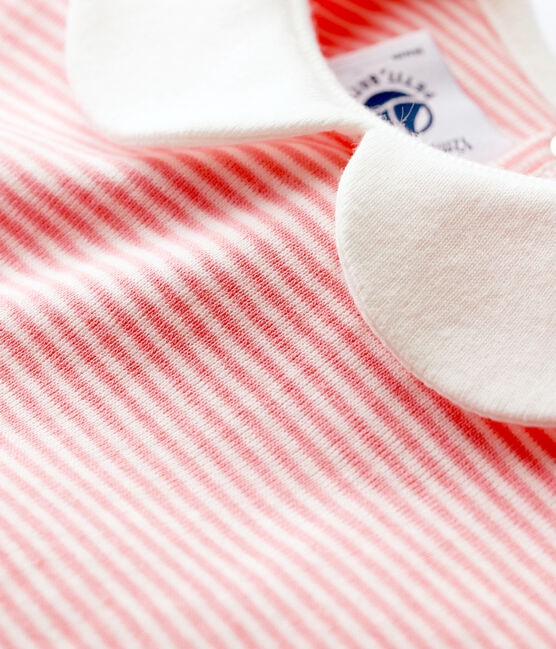 Body col claudine en coton bébé fille rose GRETEL/blanc MARSHMALLOW
