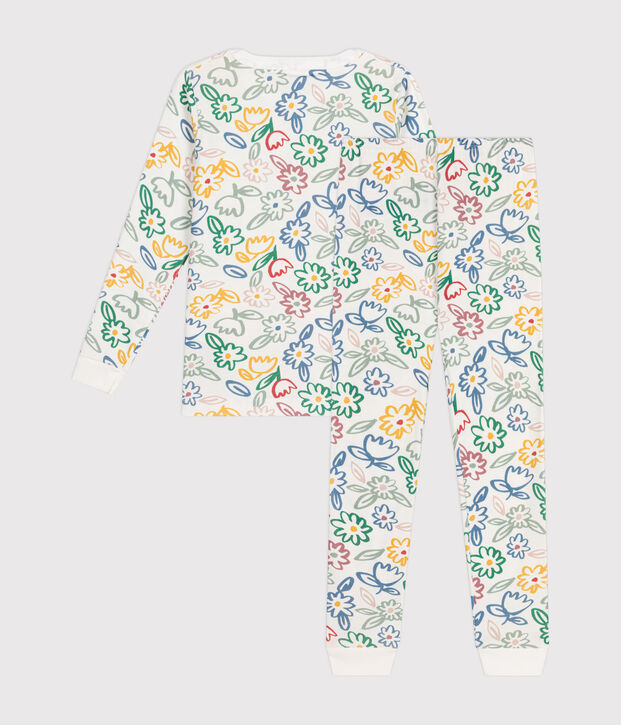 Pyjama ajust&eacute; en coton imprim&eacute; &agrave; fleurs enfant blanc/multicouleur