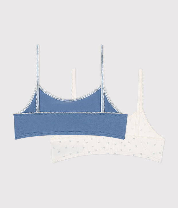 Lot de 2 brassi&egrave;res c&oelig;ur en coton et &eacute;lasthanne enfant multicouleur