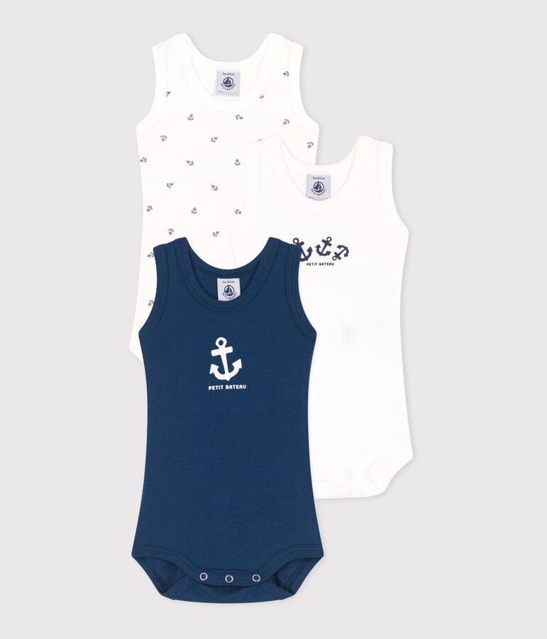 Lot de 3 bodies sans manches en coton b&eacute;b&eacute; multicouleur
