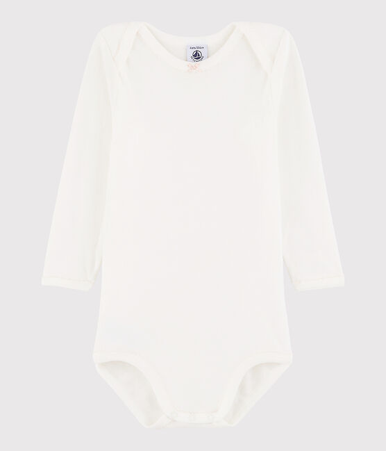 Body manches longues bébé fille blanc MARSHMALLOW/rose MINOIS