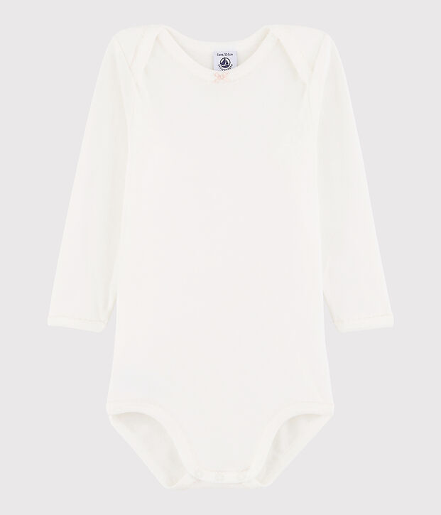 Body manches longues b&eacute;b&eacute; fille blanc/rose