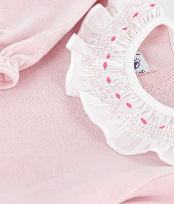 Pyjama bébé en velours ouverture au dos uni rose JOLI