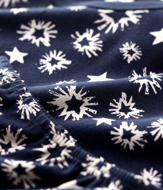 Pyjama  imprimé étoiles petit garçon en coton bleu SMOKING/blanc MARSHMALLOW