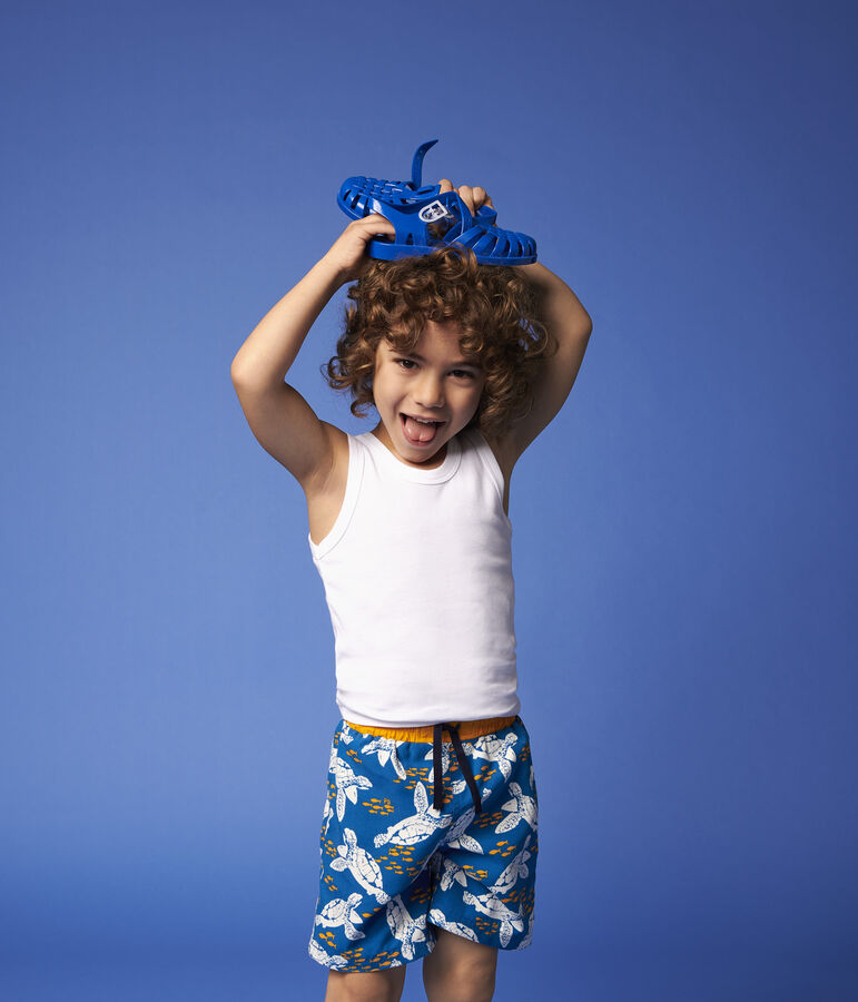 Short de bain recycl&eacute; enfant gar&ccedil;on bleu/multicouleur