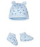 Lot bonnet naissance et chaussons bébé en tubique bleu FRAICHEUR/blanc MULTICO