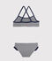 Maillot de bain  enfant fille bleu ABYSSE/blanc LAIT