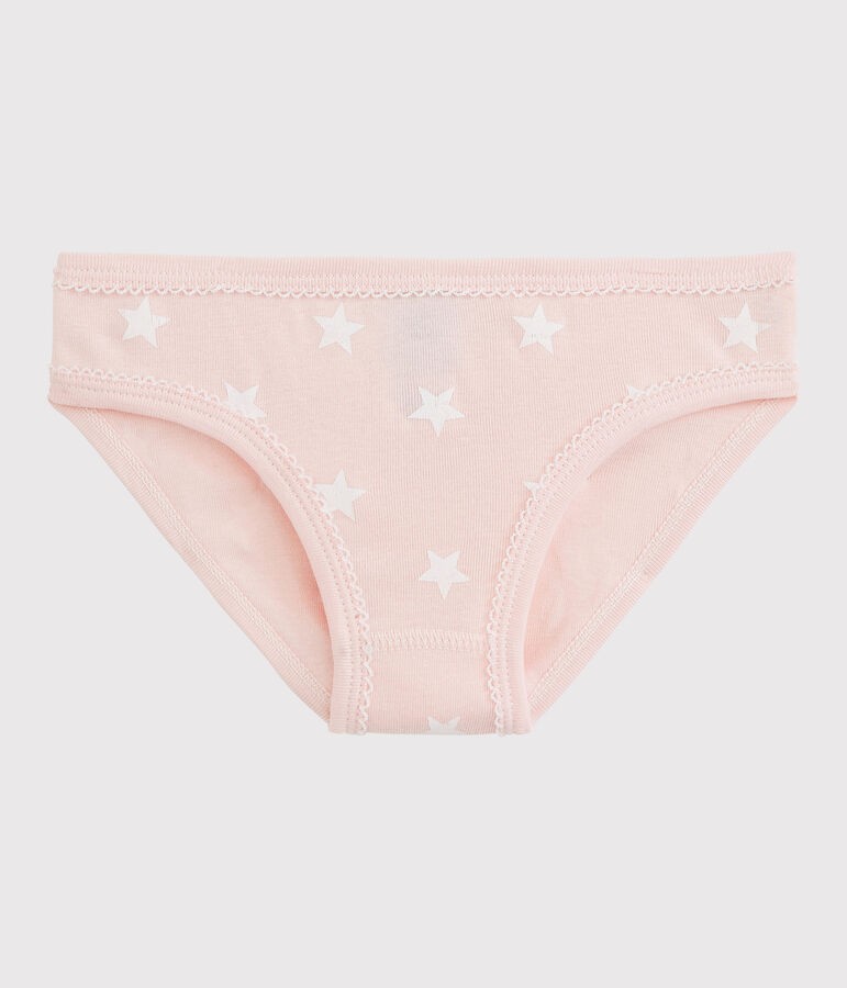 Culotte petite fille en coton rose/blanc