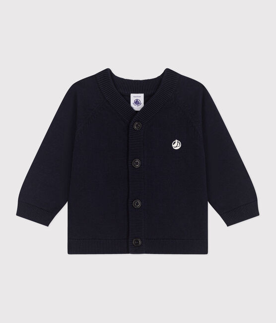 Cardigan bébé en coton uni bleu SMOKING