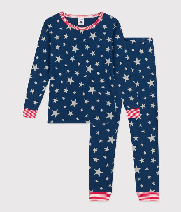 Pyjama ajust&eacute; phosphorescent en coton imprim&eacute; &eacute;toiles enfant bleu/blanc