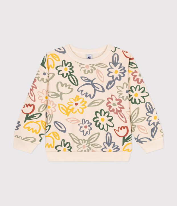 Sweatshirt en molleton enfant fille &eacute;cru/multicouleur