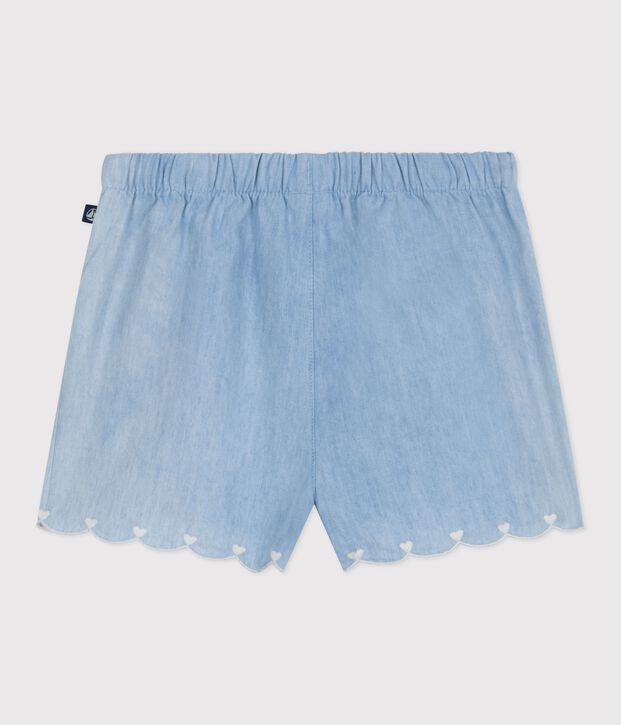 Short b&eacute;b&eacute; en chambray brod&eacute; bleu
