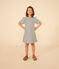 Robe rayée manches courtes en coton enfant fille blanc AVALANCHE/bleu SMOKING