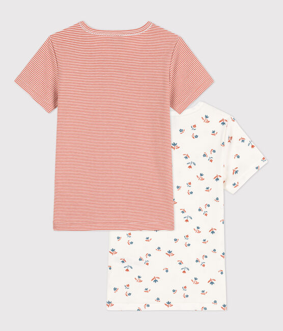 Lot de 2 tee-shirts manches courtes fleur petite fille en coton variante 1