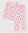 Pyjama chats petite fille en coton rose MINOIS/blanc MULTICO