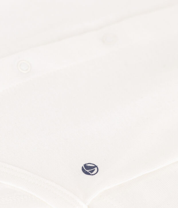 Body manches longues &agrave; collerette en coton b&eacute;b&eacute; blanc