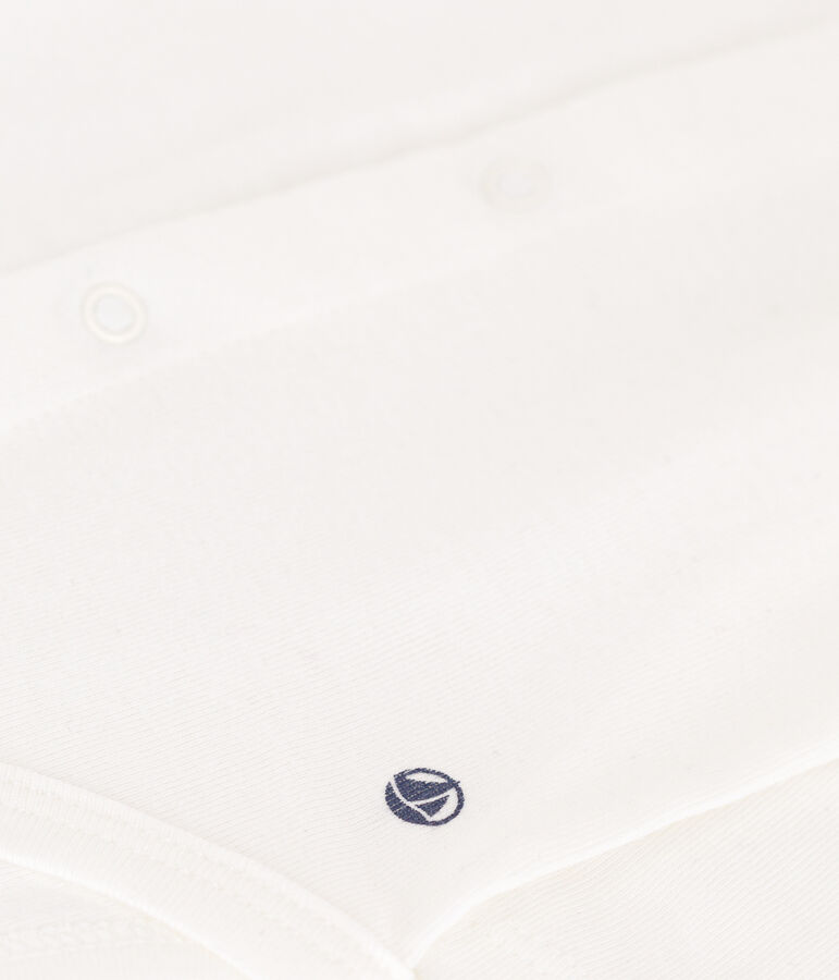 Body manches longues &agrave; collerette en coton b&eacute;b&eacute; blanc MARSHMALLOW