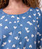 Chemise de nuit femme en coton col tunisien imprim&eacute; c&oelig;urs bleu/blanc