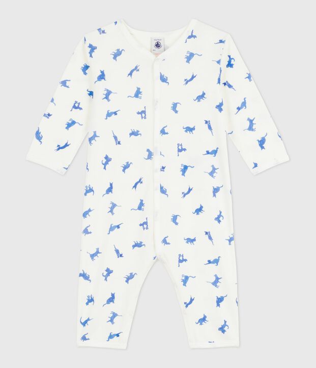 Pyjama b&eacute;b&eacute; en coton sans pieds imprim&eacute; chats blanc/multicouleur