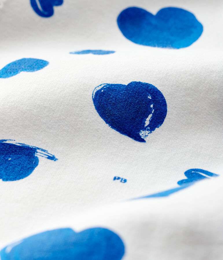 Dors-bien &agrave; c&oelig;urs bleus b&eacute;b&eacute; fille en molleton blanc MARSHMALLOW/blanc MULTICO