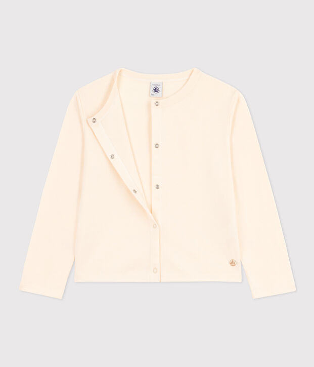 Cardigan en coton enfant fille &eacute;cru