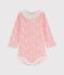 Body manches longues en coton bébé. blanc MARSHMALLOW/rose GRETEL