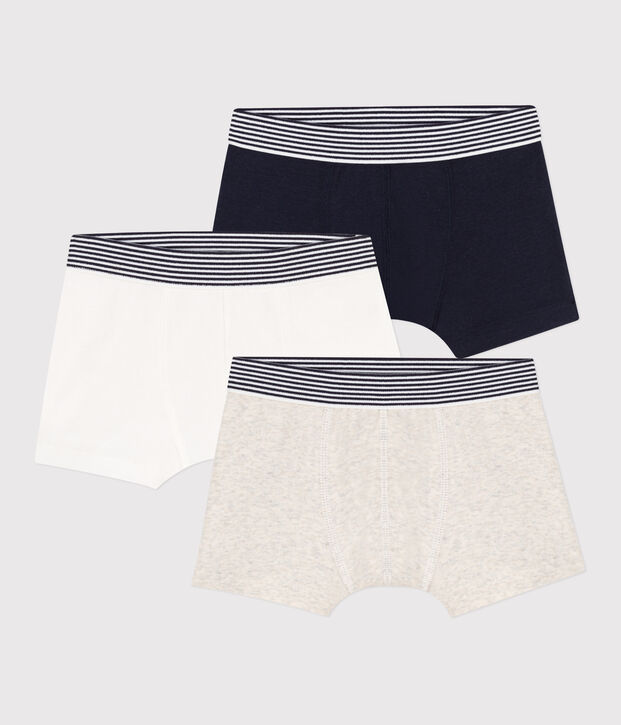 Lot de 3 boxers unis en coton petit gar&ccedil;on multicouleur