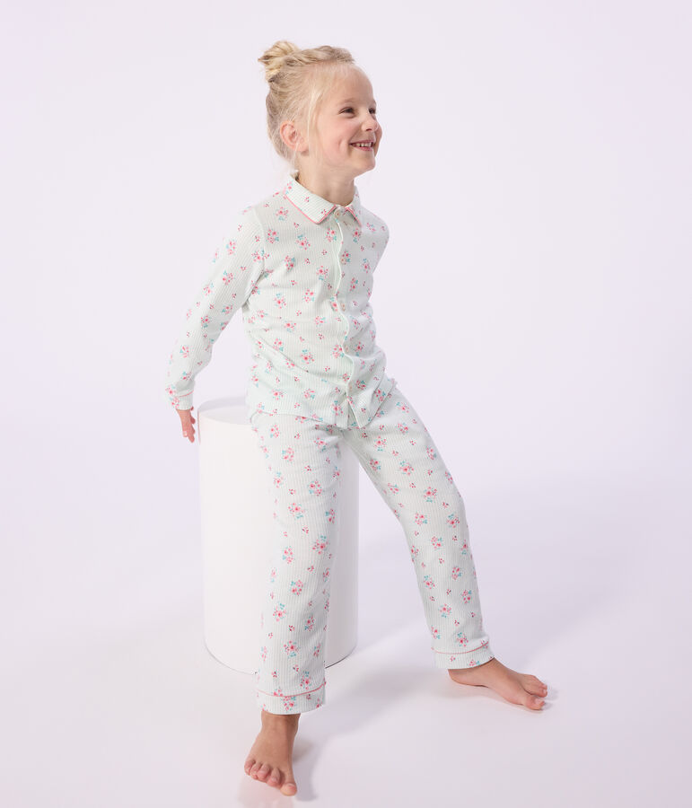 Pyjama boutonn&eacute; enfant en coton  imprim&eacute; MARSHMALLOW/ AMANDIER/ MULTICO