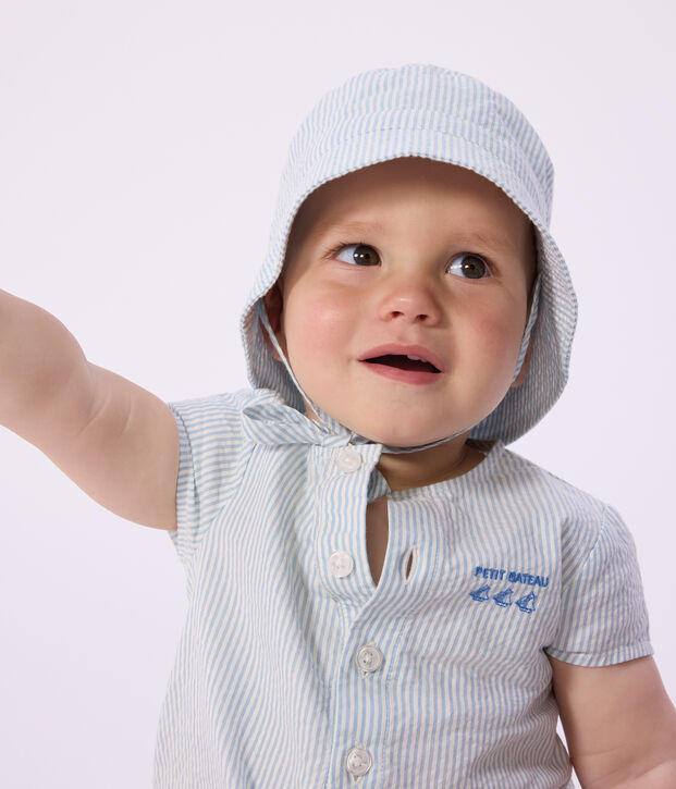 Bob b&eacute;b&eacute; en seersucker &agrave; nouer bleu/blanc